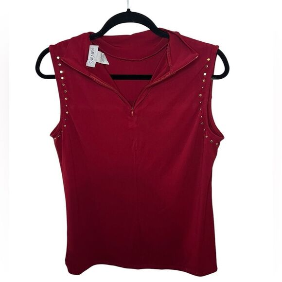 Elegant Red Sleeveless Top - Picture 3 of 5